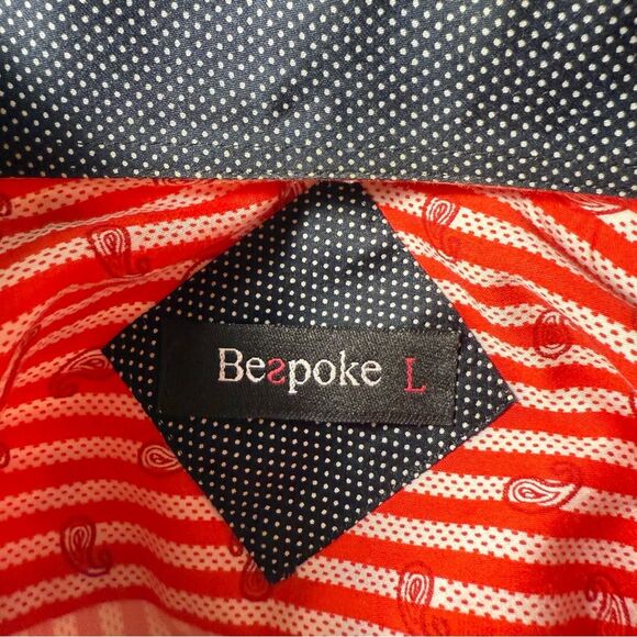 Bespoke Striped & paisley Men's Cotton Shirt contrast cuff size L button up - Picture 9 of 12